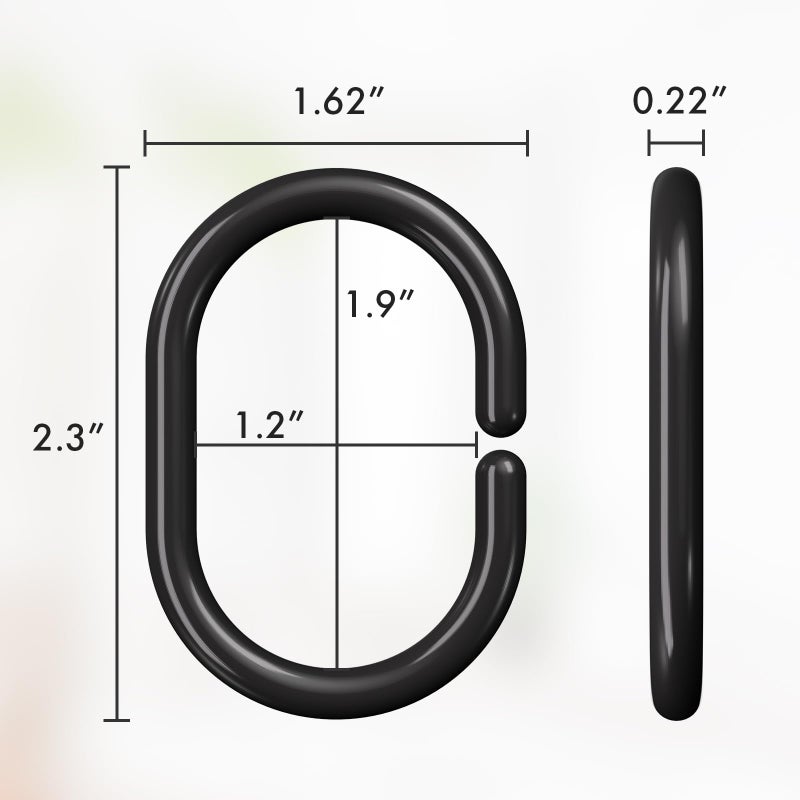 Amazer Black Shower Curtain Hooks Rings, 24 Pcs Plastic Shower Curtain Rings, Plastic Shower Curtain Hooks for Bathroom Shower Rod, Black Shower Hooks Rings Loops for Shower Curtain - Image 4